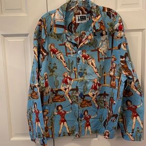 The Cat's Pajamas set. Cowgirl cactus horses size XL Made in USA 100% cotton